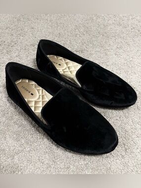 Birdies The Starlings Black Velvet Slip On Loafer Flats